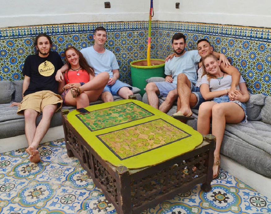best hostels in Marrakech,travellers chilling at Kaktus Hostel 