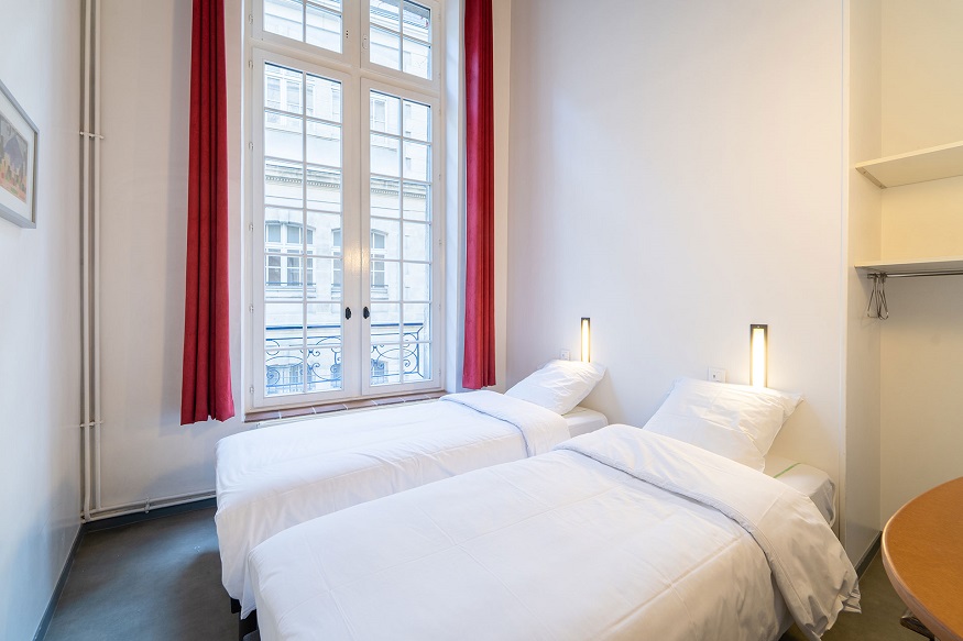 best hostels in paris, MIJE Marais hostel twin room