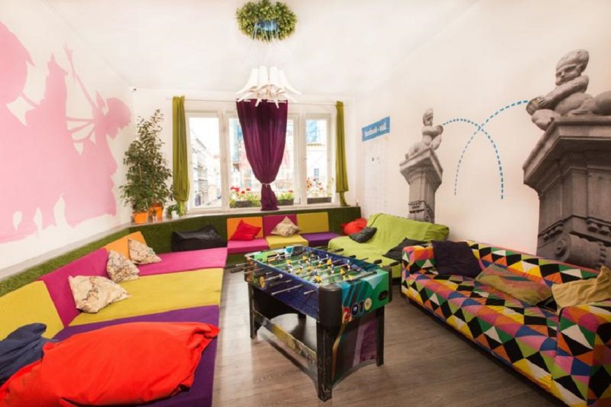 best party hostels in prague, lounge area with table football at Hostel Downtown
