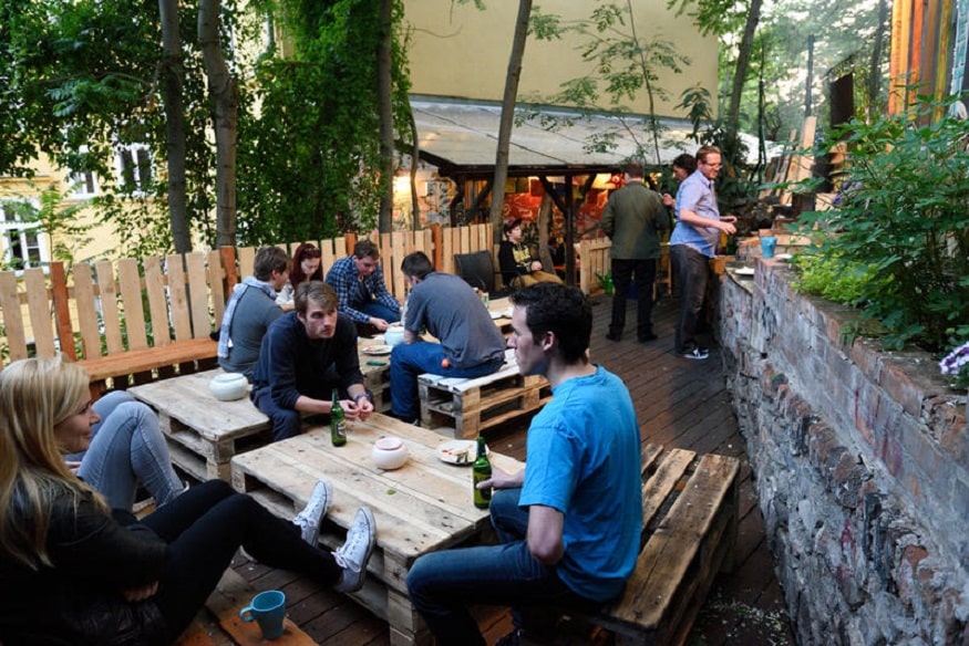 best party hostels in prague, outdoor terrace at Hostel ELF