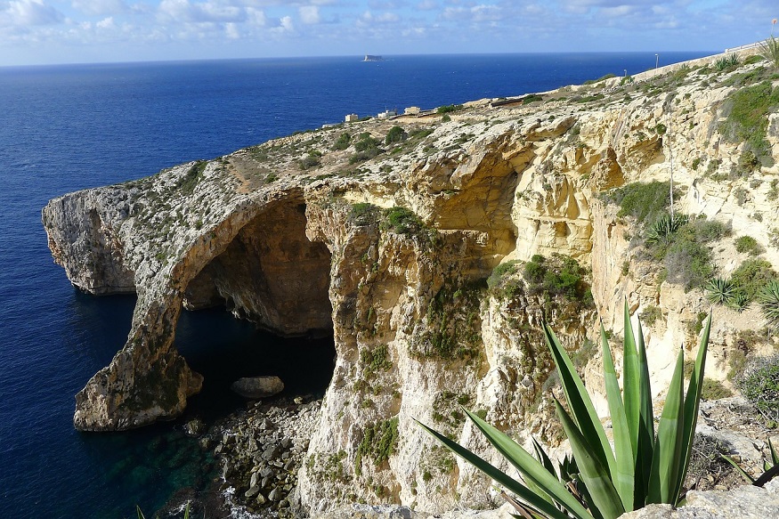 where to stay in malta - gozo - rock formation by the sea 