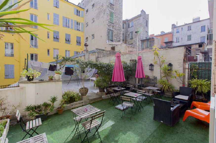 best hostels in nice, roof terrace at Hostel Pastoral
