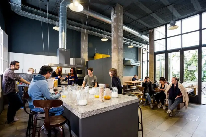 best hostels in seville, kitchen area at Black Swan Hostel Sevilla